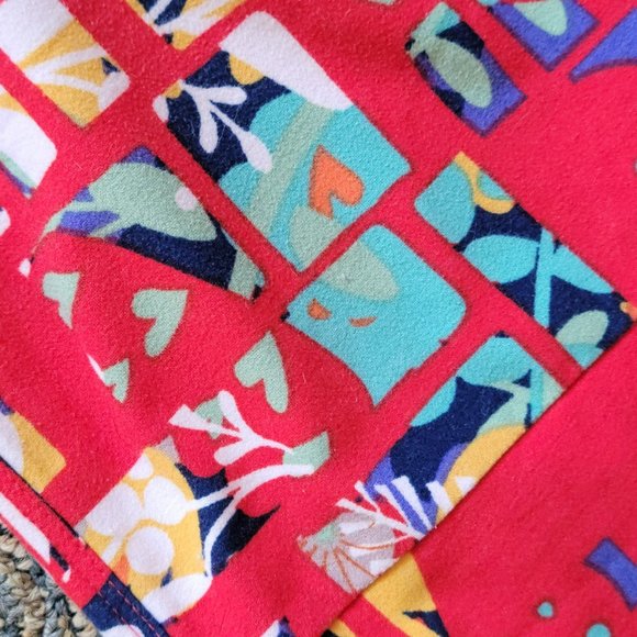 OS LuLaRoe Soft Stretchy Leggings Red Blue Floral Print - Picture 4 of 9